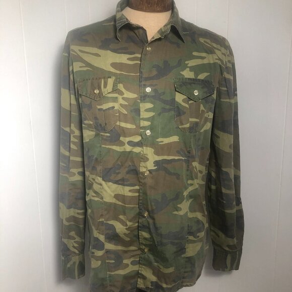 Minimal Tops - Womens Green Camoflauge Long Sleeve Shirt. XXL